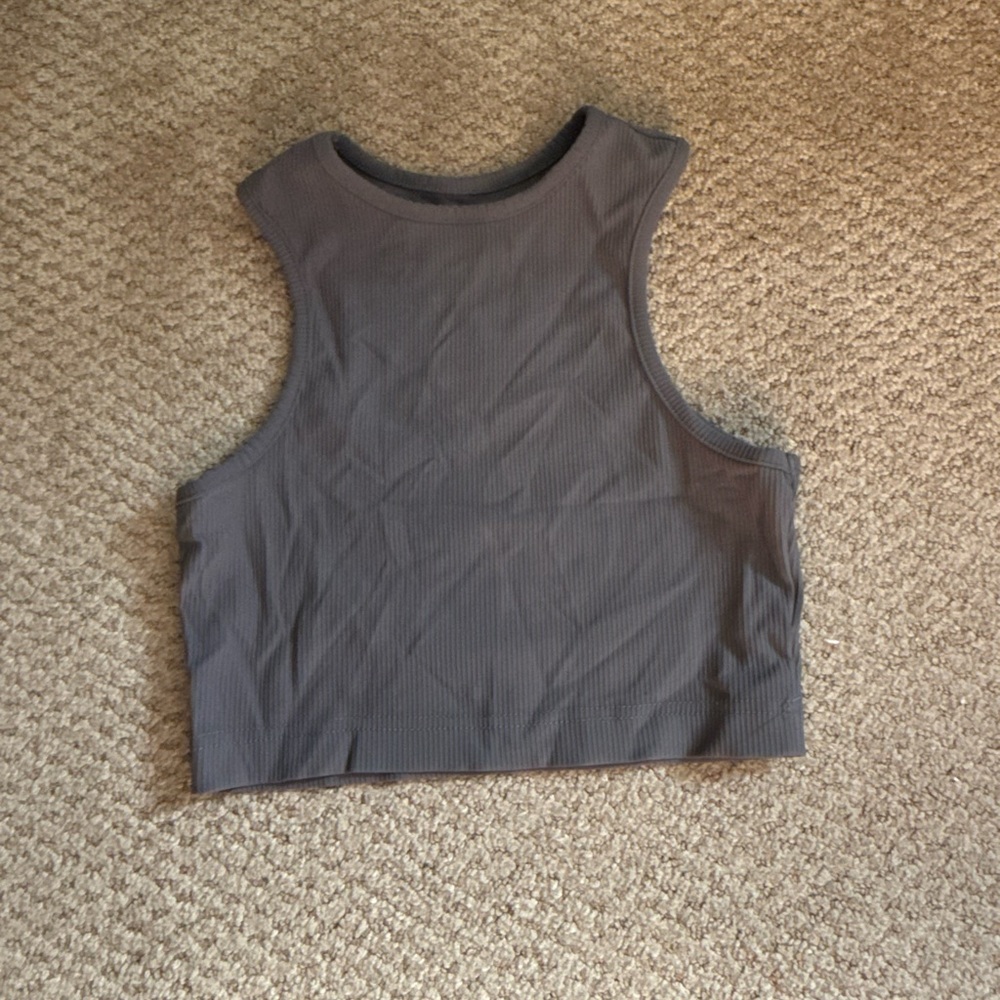 Edikted Gray Fitted Crop Tank Top
